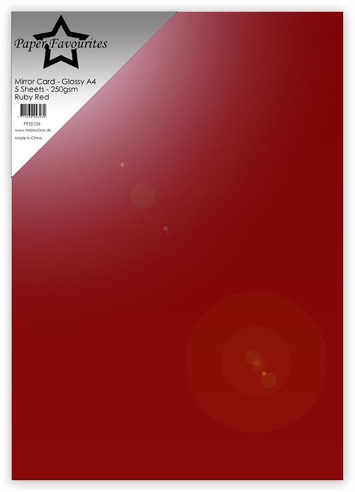 Paper Favourites mirror card glossy ruby red A4 250g